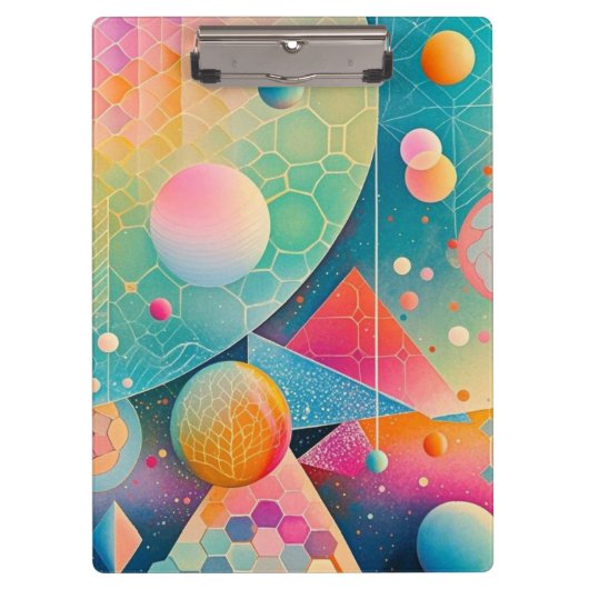 および鮮やか抽象芸術お洒落アートワークの幾何学的 クリップボード (正面)