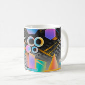 および鮮やか抽象芸術お洒落アートワークの幾何学的 コーヒーマグカップ (正面右)