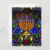 および(ユダヤ教)メノラーダビデの星 ポストカード (正面/裏面)
