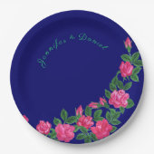 およエレガントびフローラ王室のブルー紙プレート ペーパープレート (正面)