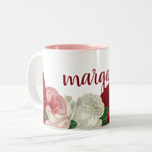 およモダンびChicスクリプトフローラコーヒーマグ ツートーンマグカップ (正面左)