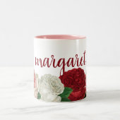 およモダンびChicスクリプトフローラコーヒーマグ ツートーンマグカップ (中央)