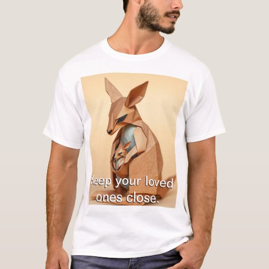 おりがみのカンガルーと子カンガルー Tシャツ (正面)