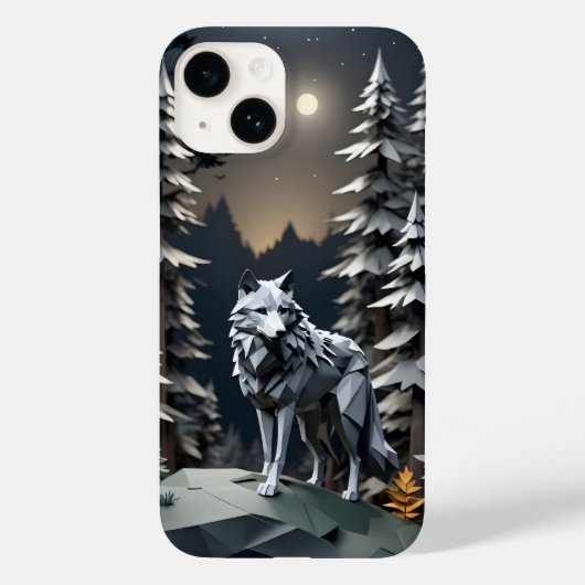 おりがみのグレーウルフ Case-Mate iPhoneケース (裏面)