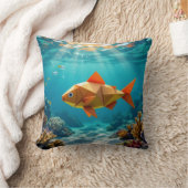 おりがみの魚とタツノオトシゴの海 クッション (ブランケット)