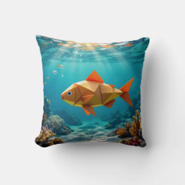 おりがみの魚とタツノオトシゴの海 クッション