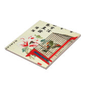 おりに入れられた鳥および花1870年 タイル (側面)