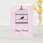 おりの鳥 カード (黄色い花)