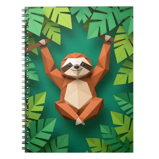 おり紙の可愛いナマケモノのバックトゥスクールノートブック ノートブック (正面)