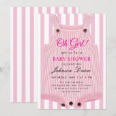 おんなの子ベイビーシャワー - 子供服テーマ 招待状 (正面/裏面)