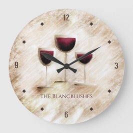 おアート茶の赤ワイングラスtrioグルメキッチン ラージ壁時計