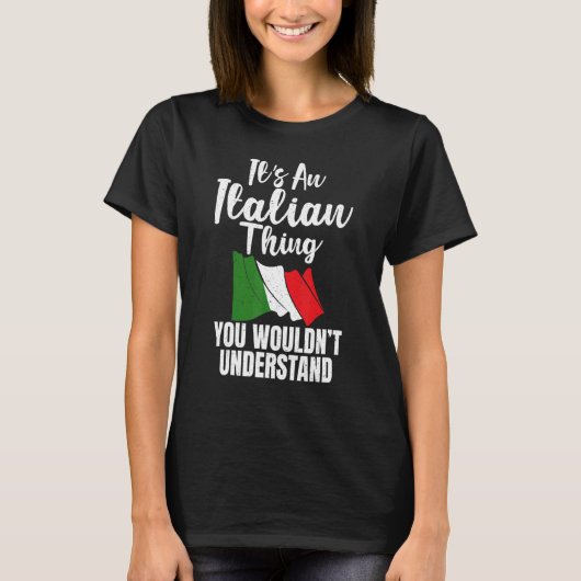 おイタリアン前が出せイタリアンないものに旗を立てる Tシャツ (正面)