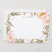 おエレガントフェミニン名前の水色フローラ ノートカード (正面)