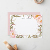 おエレガントフェミニン名前の水色フローラ ノートカード (正面/裏面インサイチュ)