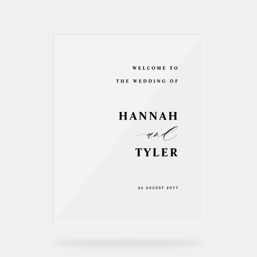 おエレガントモダン結婚よび歓迎の霜 アクリルサイン (正面)