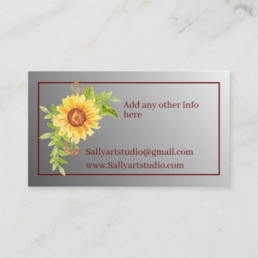 おエレガント世話になっております黄色ひまわり 名刺 (裏面)