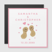 おエレガント互いの周りにピンクの結婚ナッツ マグネット招待状 (正面/裏面)