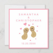 おエレガント互いの周りにピンクの結婚ナッツ マグネット招待状 (正面)