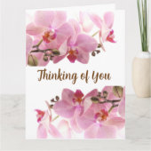 おエレガント前の考えピンクの花のカード サンキューカード (正面)