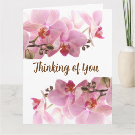 おエレガント前の考えピンクの花のカード サンキューカード