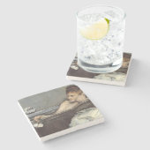 おエレガント風呂の女性（Alfred Stevens著） ストーンコースター (横)