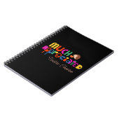 おカスタマイズかさんテーマカラフル文字オン黒 ノートブック (左側)