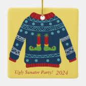 おカスタマイズの記念すべき醜いセーターパーティー セラミックオーナメント (裏面)