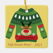 おカスタマイズの記念すべき醜いセーターパーティー セラミックオーナメント (正面)