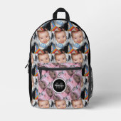 おカスタマイズり2枚のフォトパターンのモノグラムブラック プリントバックパック (正面)