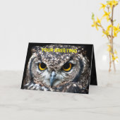 おカスタマイズ前のメッセージが入ったフクロウカード カード (黄色い花)
