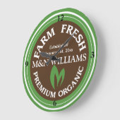 おカスタマイズ名前のファオーガニックームロゴ ラージ壁時計 (傾斜)