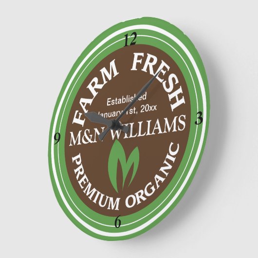 おカスタマイズ名前のファオーガニックームロゴ ラージ壁時計 (傾斜)