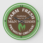 おカスタマイズ名前のファオーガニックームロゴ ラージ壁時計 (正面)