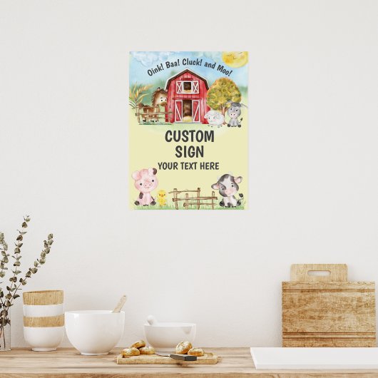 おカスタマイズ客様のファームテーマ誕生日パーティーサイン ポスター (キッチン)