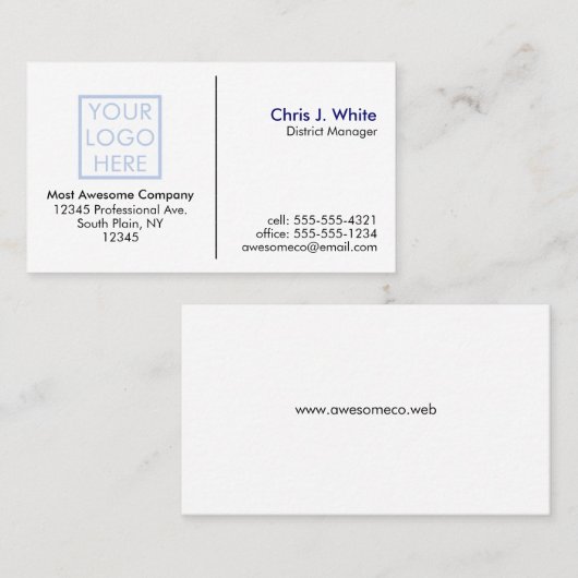 おカスタマイズ客様のロゴ – 無地の白 名刺 (正面/裏面)