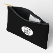 おカスタマイズ客様の白黒会社のロゴジッパー アクセサリーポーチ (見開き)
