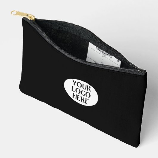 おカスタマイズ客様の白黒会社のロゴジッパー アクセサリーポーチ (見開き)