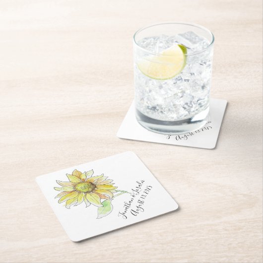 おカスタマイズ結婚のナプキンス スクエアペーパーコースター (インサイチュ)