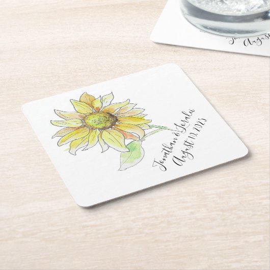 おカスタマイズ結婚のナプキンス スクエアペーパーコースター (アングル)