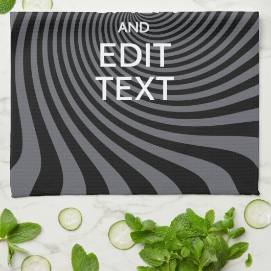 おカスタムり保のことわざが黒い渦巻き キッチンタオル (折り畳み)