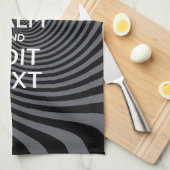 おカスタムり保のことわざが黒い渦巻き キッチンタオル (四つ折り)