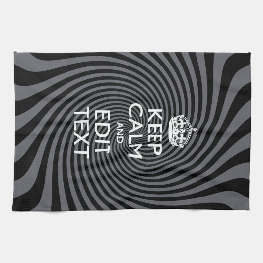おカスタムり保のことわざが黒い渦巻き キッチンタオル (横)