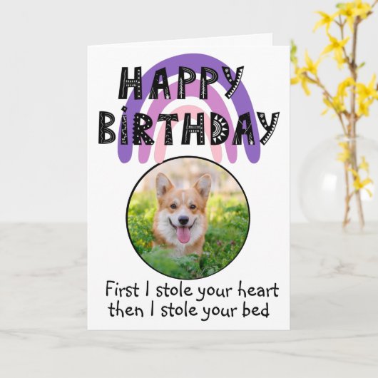 おカスタム客様のウェルシュコーギーカードからの誕生日の写真 カード (黄色い花)