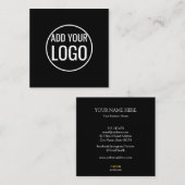 おカスタム客様のロゴサークルプロフェッショナルブラックブ スクエア名刺 (正面/裏面)
