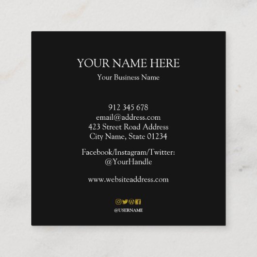 おカスタム客様のロゴサークルプロフェッショナルブラックブ スクエア名刺 (裏面)