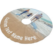 おカスタム客様の写真クリスマスツリースカートと文字 ブラッシュドポリエステルツリースカート (アングル)