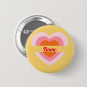 おカスタム客様の名前バッジPinピンクパーソナライズされたハート 缶バッジ (正面&裏面)