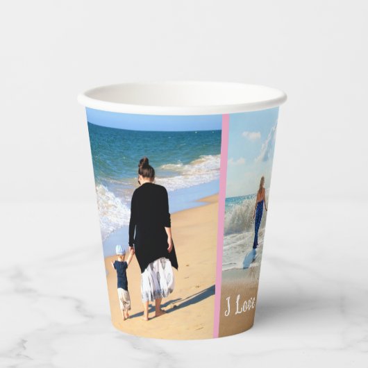 おカスタム客様の家族の写真コラージュ紙カップ 紙コップ (正面)