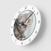 おカスタム客様の猫写真かわいいペットの飼い主の壁 ラウンド壁時計 (傾斜)
