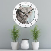 おカスタム客様の猫写真かわいいペットの飼い主の壁 ラウンド壁時計